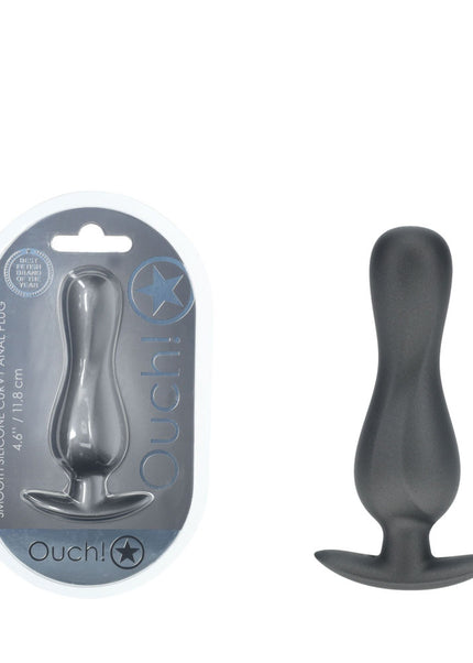 OUCH! Curvy Anal Plug - Gun Metal - Gun Metal Grey 11.7 cm Butt Plug