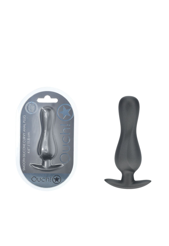 OUCH! Curvy Anal Plug - Gun Metal - Gun Metal Grey 11.7 cm Butt Plug