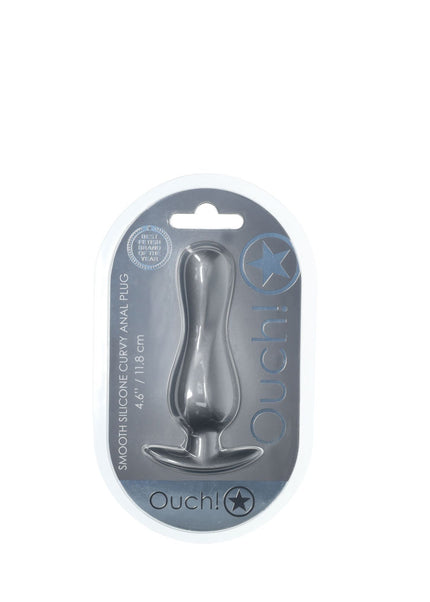 OUCH! Curvy Anal Plug - Gun Metal - Gun Metal Grey 11.7 cm Butt Plug