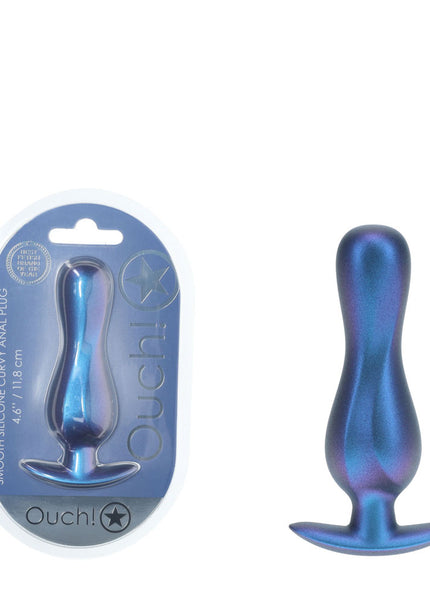 OUCH! Curvy Anal Plug - Metallic Blue - Metallic Blue 11.7 cm Butt Plug