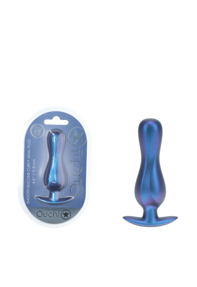 OUCH! Curvy Anal Plug - Metallic Blue - Metallic Blue 11.7 cm Butt Plug