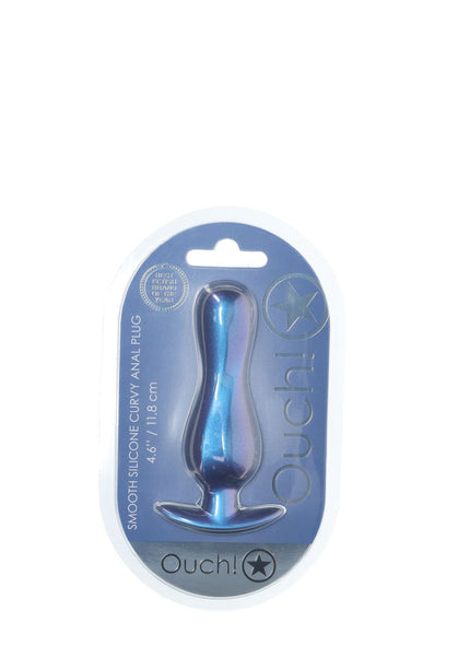 OUCH! Curvy Anal Plug - Metallic Blue - Metallic Blue 11.7 cm Butt Plug