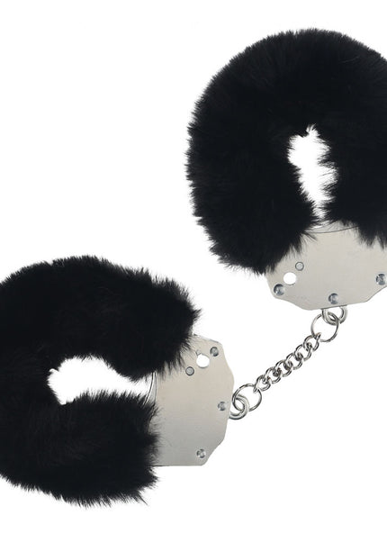 OUCH! Heavy-Duty Fluffy Cuffs - Black - Black Fluffy Restraints