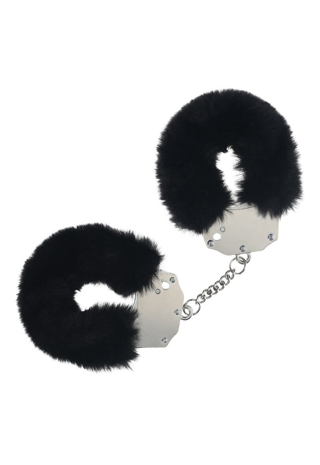 OUCH! Heavy-Duty Fluffy Cuffs - Black - Black Fluffy Restraints