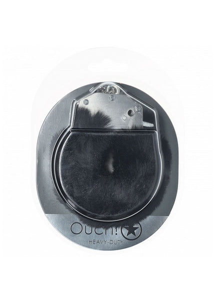 OUCH! Heavy-Duty Fluffy Cuffs - Black - Black Fluffy Restraints