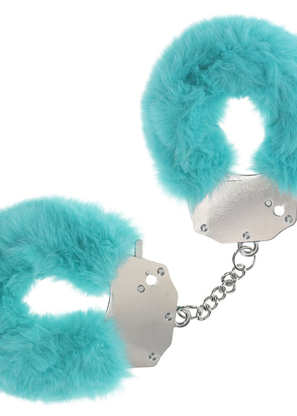 OUCH! Heavy-Duty Fluffy Cuffs - Blue - Blue Fluffy Restraints