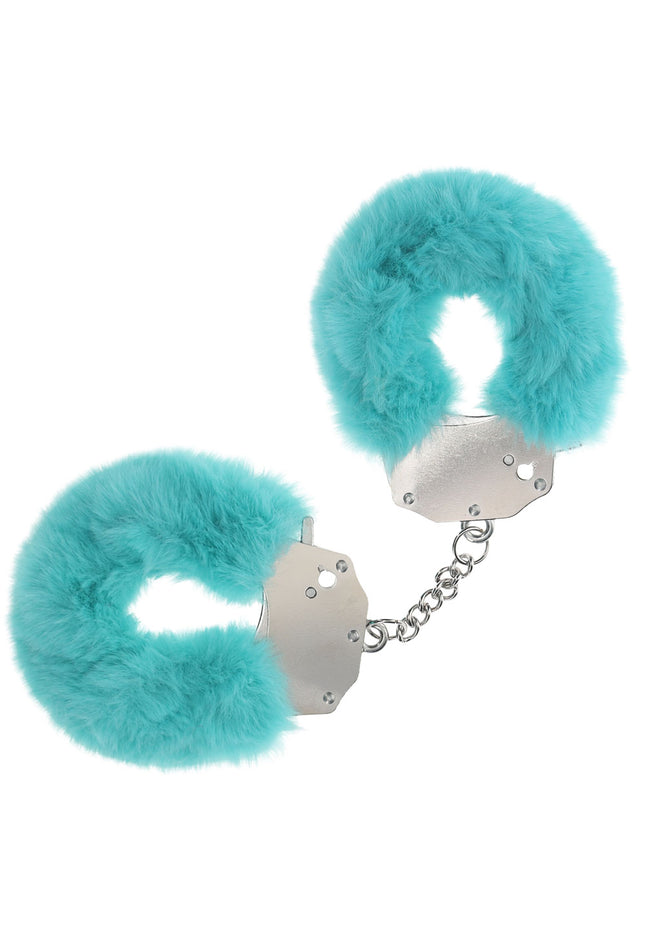 OUCH! Heavy-Duty Fluffy Cuffs - Blue - Blue Fluffy Restraints