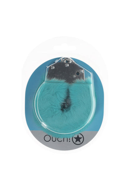 OUCH! Heavy-Duty Fluffy Cuffs - Blue - Blue Fluffy Restraints