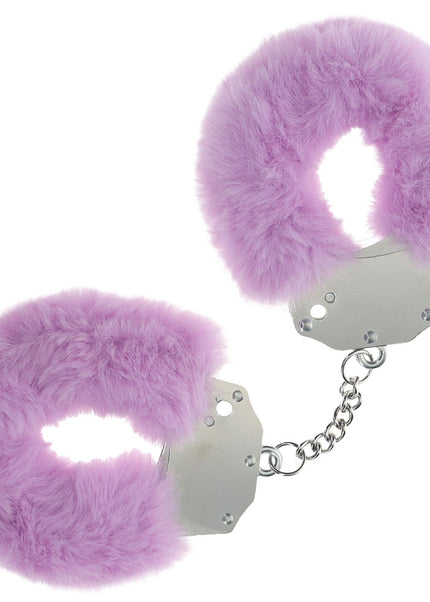 OUCH! Heavy-Duty Fluffy Cuffs - Lavender - Lavender Fluffy Restraints