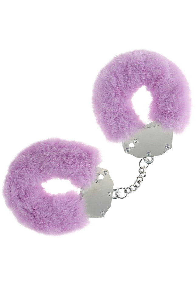 OUCH! Heavy-Duty Fluffy Cuffs - Lavender - Lavender Fluffy Restraints