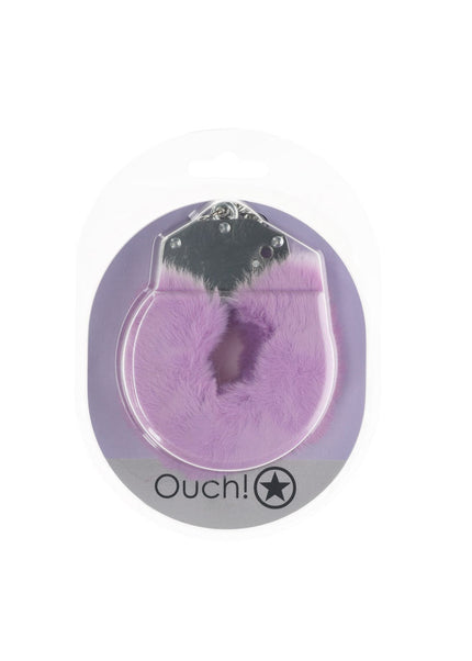 OUCH! Heavy-Duty Fluffy Cuffs - Lavender - Lavender Fluffy Restraints