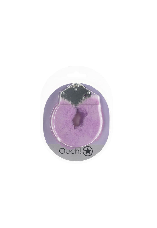 OUCH! Heavy-Duty Fluffy Cuffs - Lavender - Lavender Fluffy Restraints