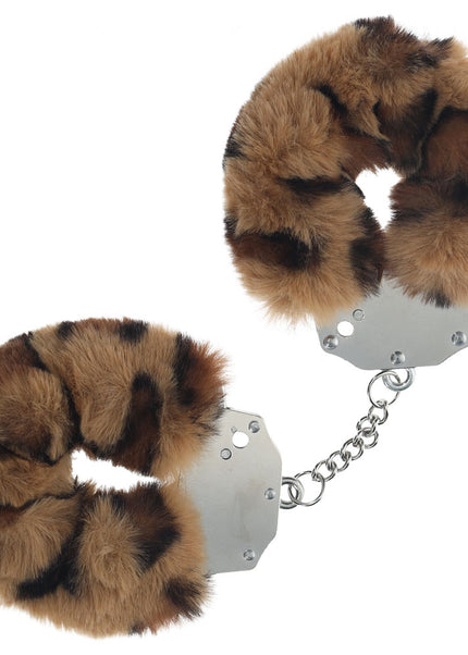 OUCH! Heavy-Duty Fluffy Cuffs - Leopard - Leopard Fluffy Restraints