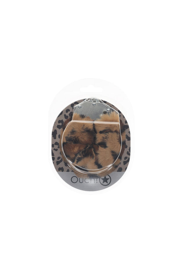 OUCH! Heavy-Duty Fluffy Cuffs - Leopard - Leopard Fluffy Restraints