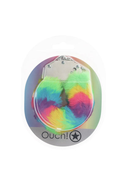 OUCH! Heavy-Duty Fluffy Cuffs - Multicolour 1 - Multicoloured Fluffy Restraints