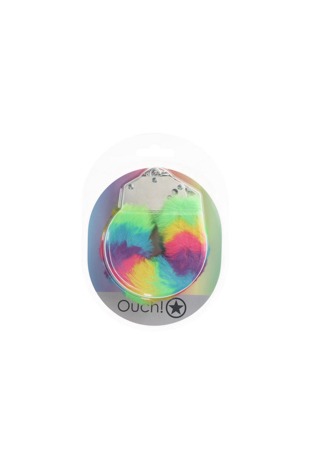 OUCH! Heavy-Duty Fluffy Cuffs - Multicolour 1 - Multicoloured Fluffy Restraints