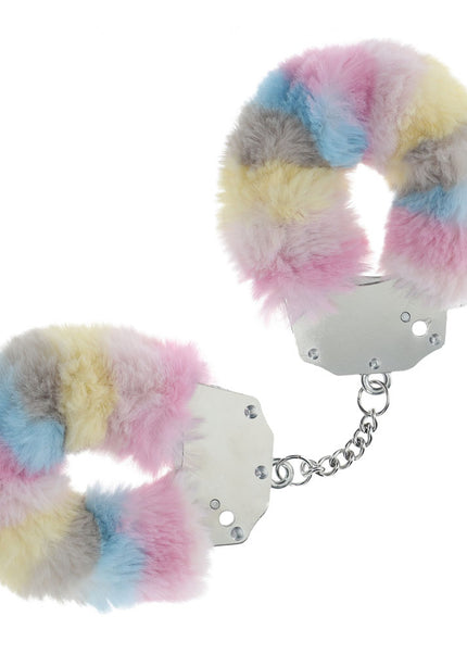 OUCH! Heavy-Duty Fluffy Cuffs - Multicolour 2 - Multicoloured Fluffy Restraints