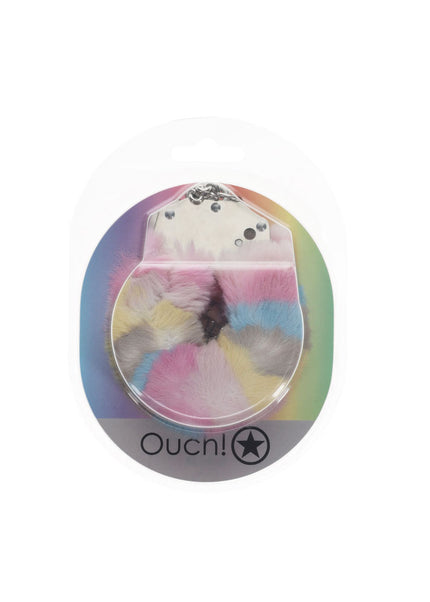 OUCH! Heavy-Duty Fluffy Cuffs - Multicolour 2 - Multicoloured Fluffy Restraints