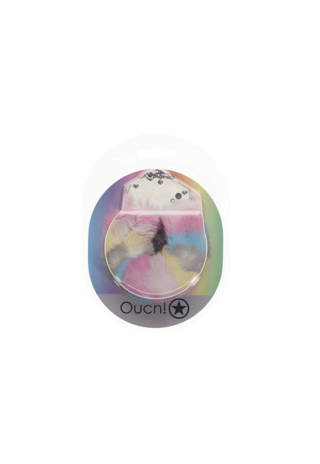 OUCH! Heavy-Duty Fluffy Cuffs - Multicolour 2 - Multicoloured Fluffy Restraints