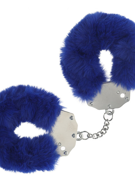 OUCH! Heavy-Duty Fluffy Cuffs - Navy - Navy Fluffy Restraints