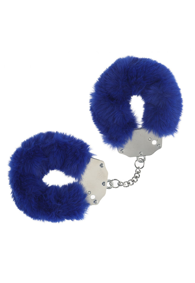 OUCH! Heavy-Duty Fluffy Cuffs - Navy - Navy Fluffy Restraints