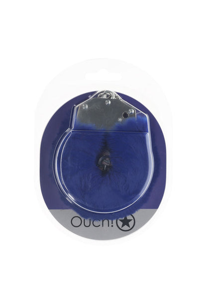 OUCH! Heavy-Duty Fluffy Cuffs - Navy - Navy Fluffy Restraints