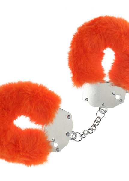 OUCH! Heavy-Duty Fluffy Cuffs - Orange - Orange Fluffy Restraints