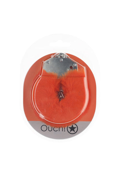 OUCH! Heavy-Duty Fluffy Cuffs - Orange - Orange Fluffy Restraints