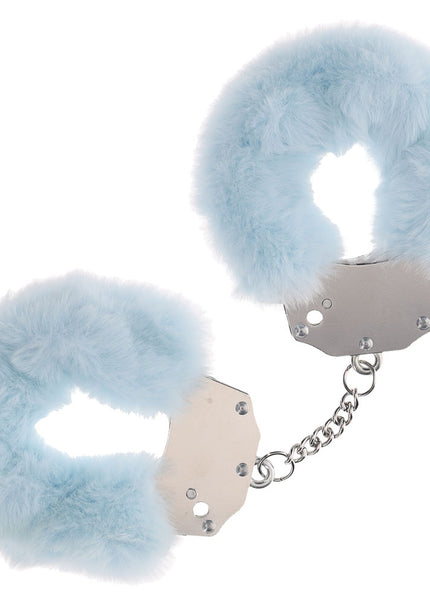 OUCH! Heavy-Duty Fluffy Cuffs - Powder Blue - Powder Blue Fluffy Restraints