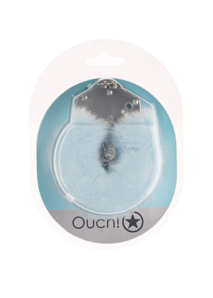 OUCH! Heavy-Duty Fluffy Cuffs - Powder Blue - Powder Blue Fluffy Restraints