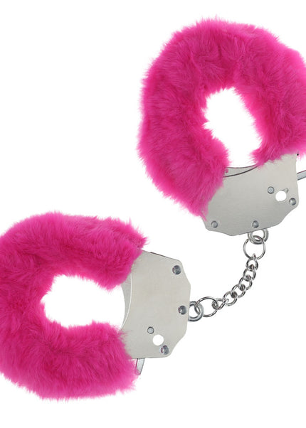OUCH! Heavy-Duty Fluffy Cuffs - Pink - Pink Fluffy Restraints