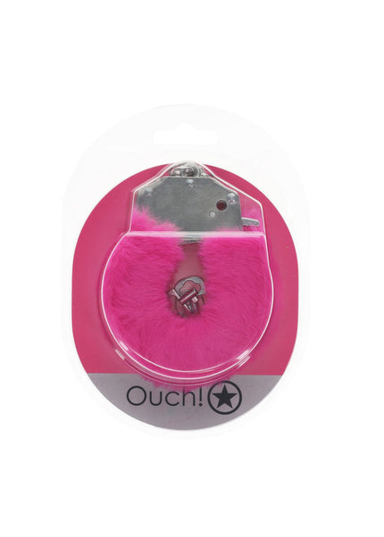 OUCH! Heavy-Duty Fluffy Cuffs - Pink - Pink Fluffy Restraints