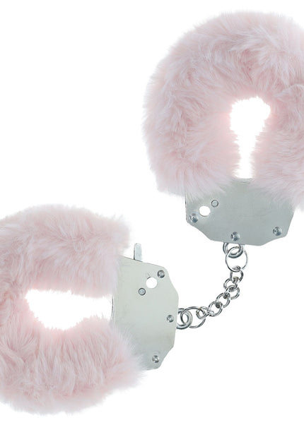 OUCH! Heavy-Duty Fluffy Cuffs - Powder Pink - Powder Pink Fluffy Restraints