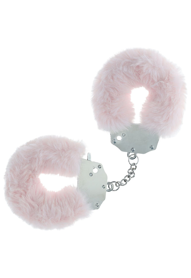 OUCH! Heavy-Duty Fluffy Cuffs - Powder Pink - Powder Pink Fluffy Restraints