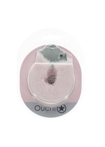 OUCH! Heavy-Duty Fluffy Cuffs - Powder Pink - Powder Pink Fluffy Restraints
