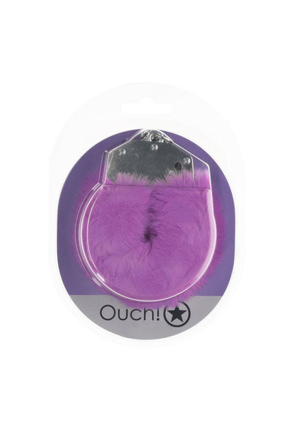 OUCH! Heavy-Duty Fluffy Cuffs - Purple - Purple Fluffy Restraints