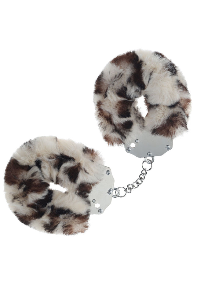 OUCH! Heavy-Duty Fluffy Cuffs - Snow Leopard - Snow Leopard Fluffy Restraints