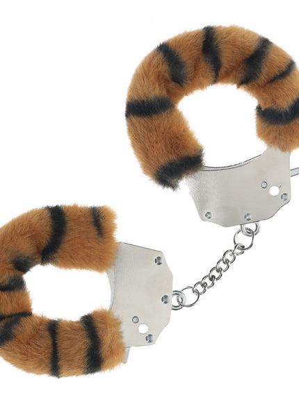 OUCH! Heavy-Duty Fluffy Cuffs - Tiger - Tiger Fluffy Restraints
