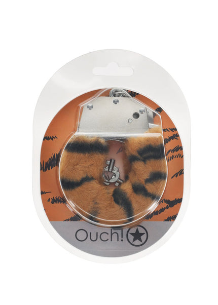 OUCH! Heavy-Duty Fluffy Cuffs - Tiger - Tiger Fluffy Restraints