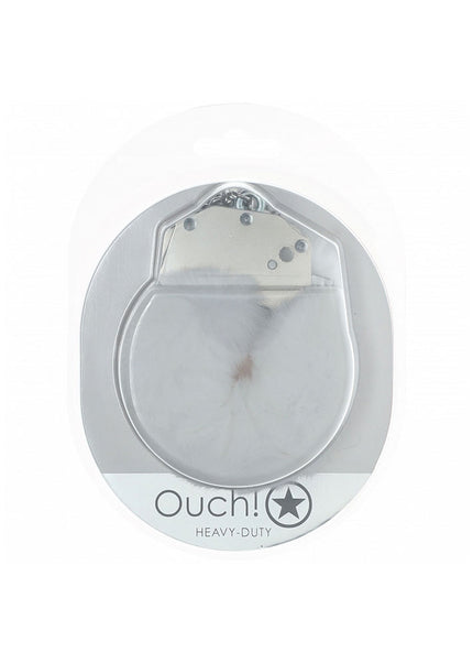 OUCH! Heavy-Duty Fluffy Cuffs - White - White Fluffy Restraints