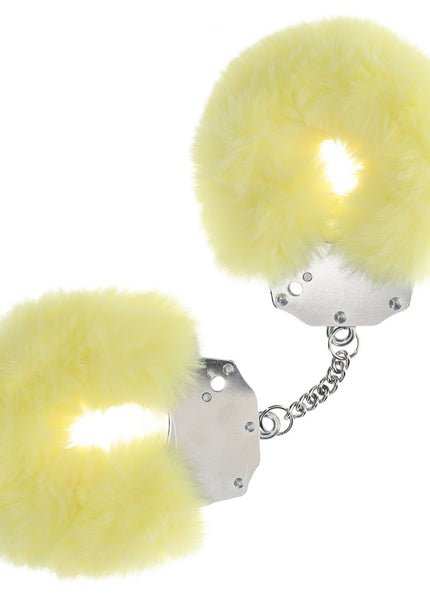 OUCH! Heavy-Duty Fluffy Cuffs - Yellow - Yellow Fluffy Restraints