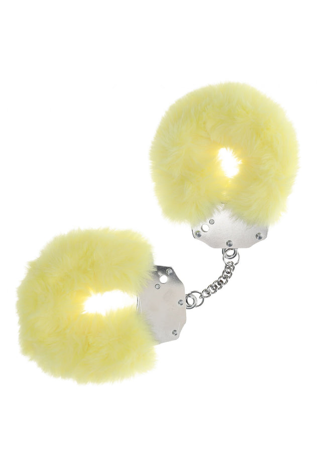 OUCH! Heavy-Duty Fluffy Cuffs - Yellow - Yellow Fluffy Restraints
