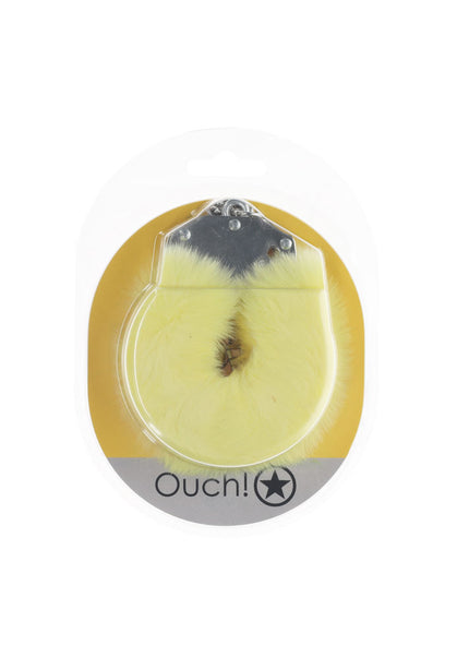 OUCH! Heavy-Duty Fluffy Cuffs - Yellow - Yellow Fluffy Restraints