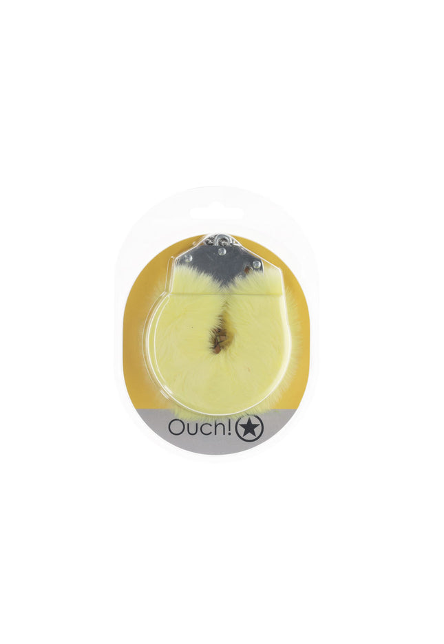OUCH! Heavy-Duty Fluffy Cuffs - Yellow - Yellow Fluffy Restraints