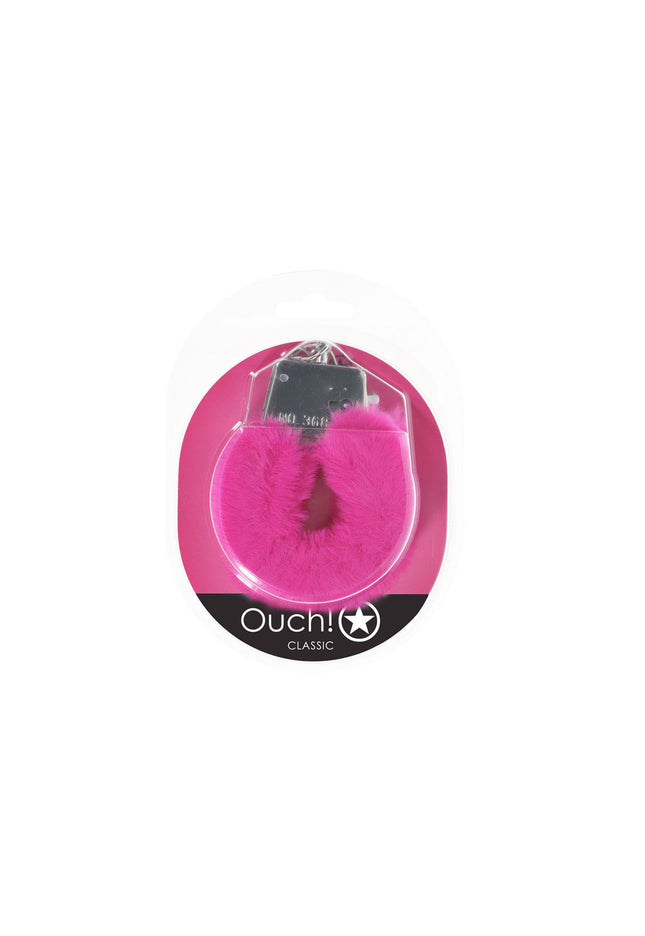 OUCH! Classic Fluffy Cuffs - Pink - Pink Fluffy Restraints