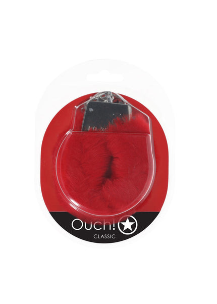 OUCH! Classic Fluffy Cuffs - Red - Red Fluffy Restraints