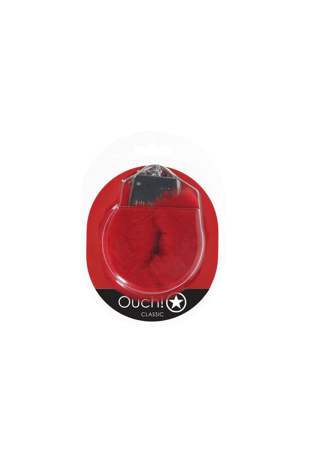 OUCH! Classic Fluffy Cuffs - Red - Red Fluffy Restraints