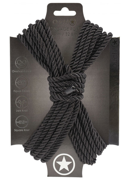 OUCH! Bondage Rope - 10 M - Black - Black Nylon Bondage Rope - 10 metre Length
