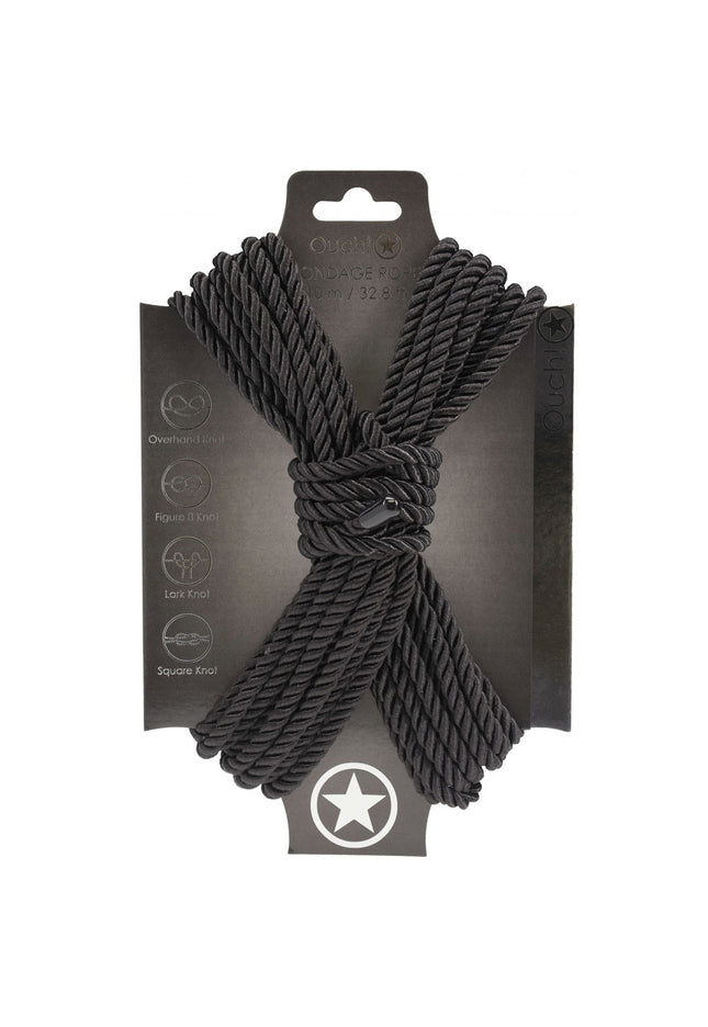 OUCH! Bondage Rope - 10 M - Black - Black Nylon Bondage Rope - 10 metre Length
