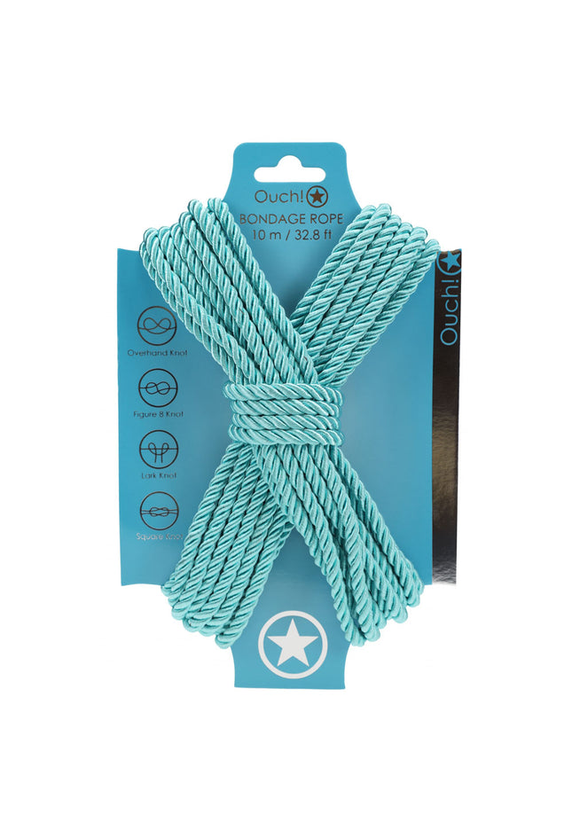 OUCH! Bondage Rope - 10 M - Blue - Blue Nylon Bondage Rope - 10 metre Length